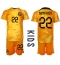 Nederland Denzel Dumfries #22 Replika Hjemmedrakt Barn VM 2022 Kortermet (+ bukser)
