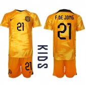 Nederland Frenkie de Jong #21 Replika Hjemmedrakt Barn VM 2022 Kortermet (+ bukser)