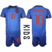 Nederland Memphis Depay #10 Replika Bortedrakt Barn VM 2022 Kortermet (+ bukser)