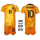 Nederland Memphis Depay #10 Replika Hjemmedrakt Barn VM 2022 Kortermet (+ bukser)