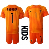 Nederland Remko Pasveer #1 Keeper Replika Bortedrakt Barn VM 2022 Kortermet (+ bukser)