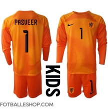 Nederland Remko Pasveer #1 Keeper Replika Bortedrakt Barn VM 2022 Langermet (+ bukser)