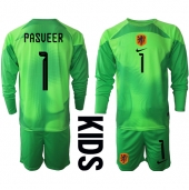 Nederland Remko Pasveer #1 Keeper Replika Hjemmedrakt Barn VM 2022 Langermet (+ bukser)