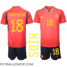 Spania Jordi Alba #18 Replika Hjemmedrakt Barn VM 2022 Kortermet (+ bukser)
