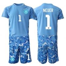 Tyskland Manuel Neuer #1 Keeper Replika Bortedrakt Barn VM 2026 Kortermet (+ bukser)