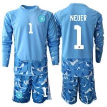 Tyskland Manuel Neuer #1 Keeper Replika Bortedrakt Barn VM 2026 Langermet (+ bukser)