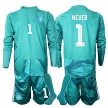Tyskland Manuel Neuer #1 Keeper Replika Hjemmedrakt Barn VM 2026 Langermet (+ bukser)
